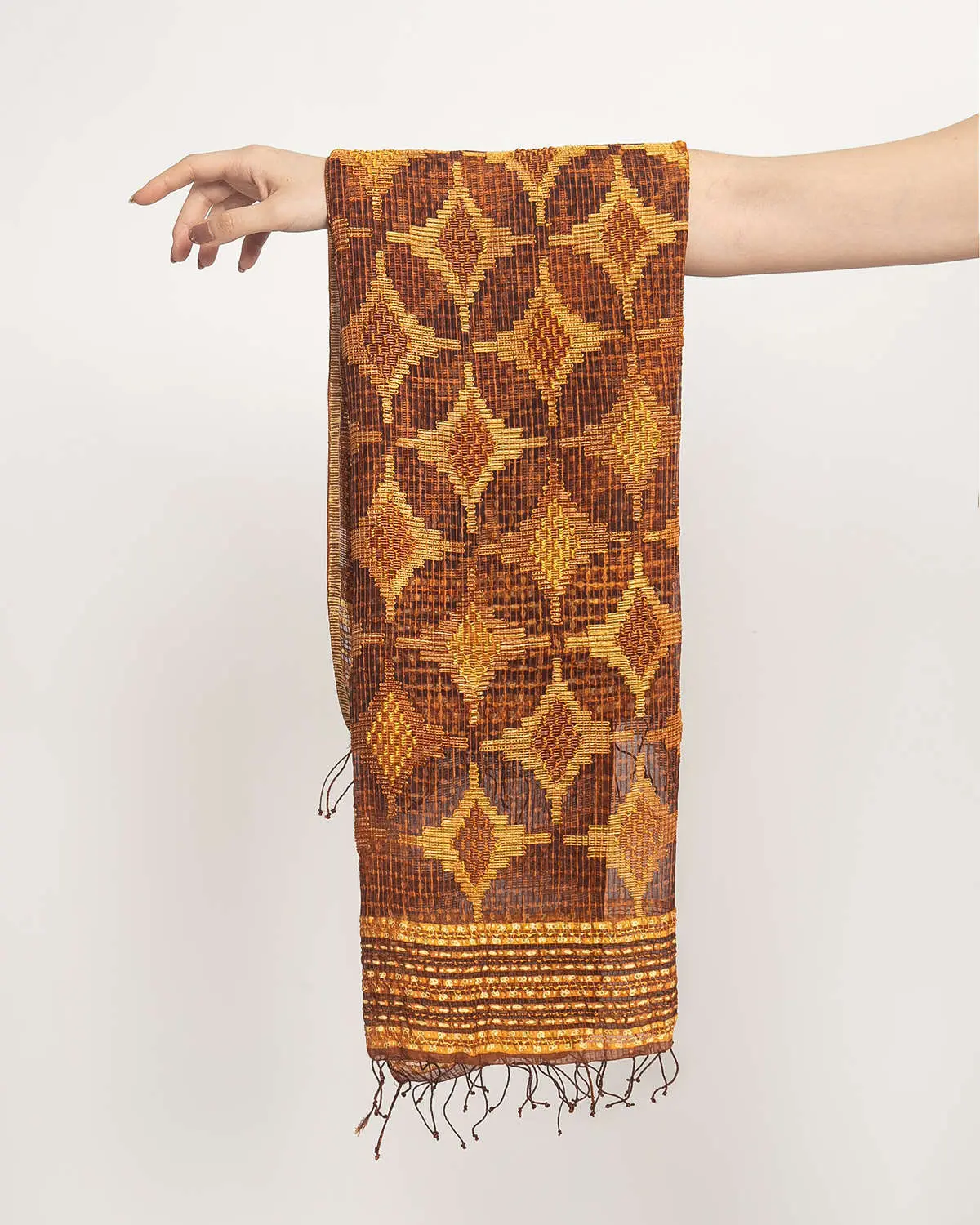 335-00000555 - 1 Shawl Hand Loomed Silk B391Pk364 - Image 1